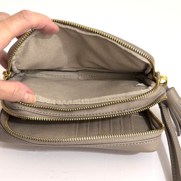 JOY & IMAN Tassel Chic Leather Wallet with RFID 603225-J Taupe 7" - Picture 6 of 7